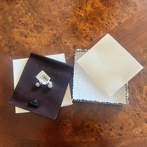 Beaded Silver Stud Earrings